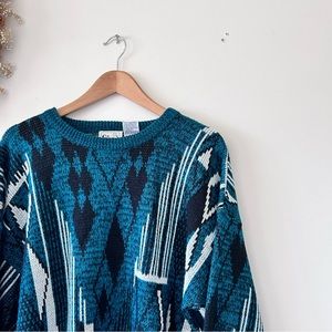 VINTAGE | Men’s Patterned Knit Crewneck Sweater